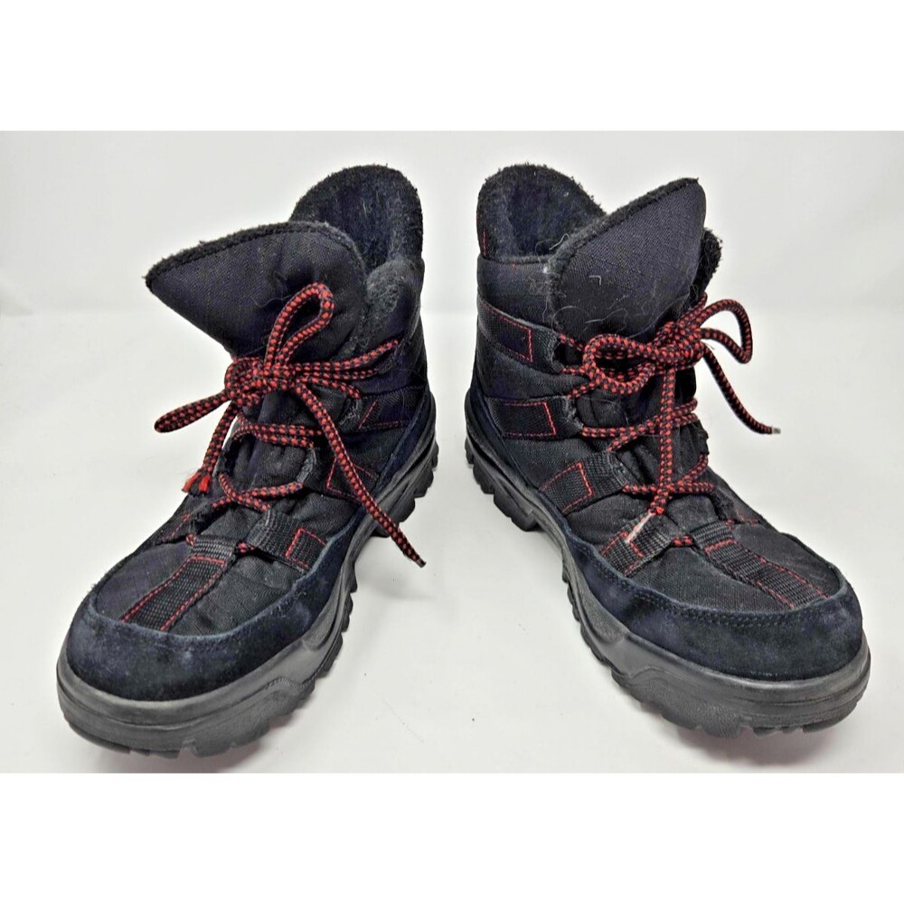 L.L.Bean Women's Winter Snow Boots Size 9 Black Suede Lace Up Fleece Boot
